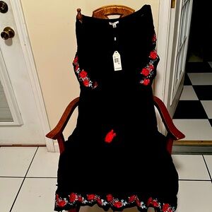 Navy Blue color summer dress with tassel and ruffled sleeves XL New we-tags